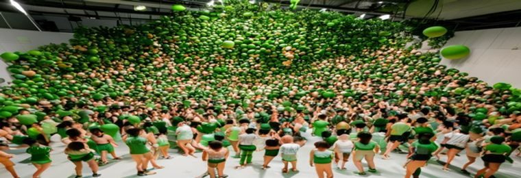 桃乃木2026年夏季限定企划发布现场，粉丝聚集热情高涨，橄榄绿主题布景与桃乃木标志性形象融为一体